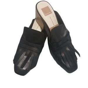 Dolce Vita Black Fringe Katina Slip-On Mules Womens Size 8.5